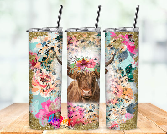 Tumbler | Highland Cow Floral| Hot Mess| Sarcasm | MOM | Gift | BFF | funny| Beautiful colors |beautiful cow other tumbler
