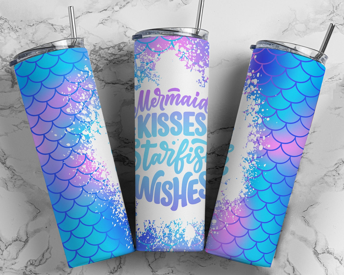 Tumbler | Mermaid Kisses and Starfish Wishes | Alcohol ink| Hot Mess| Sarcasm | MOM | Gift | BFF | funny| Beautiful colors