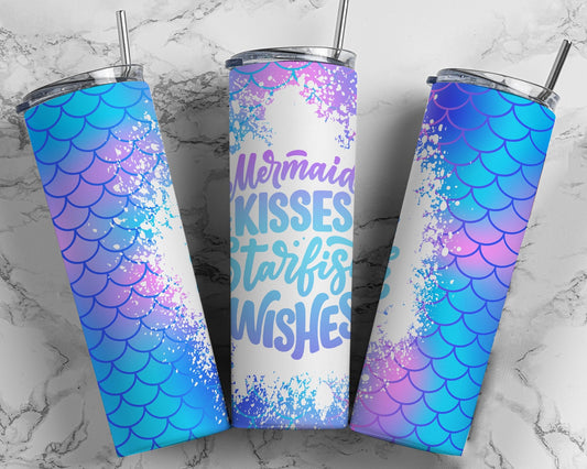 Tumbler | Mermaid Kisses and Starfish Wishes | Alcohol ink| Hot Mess| Sarcasm | MOM | Gift | BFF | funny| Beautiful colors