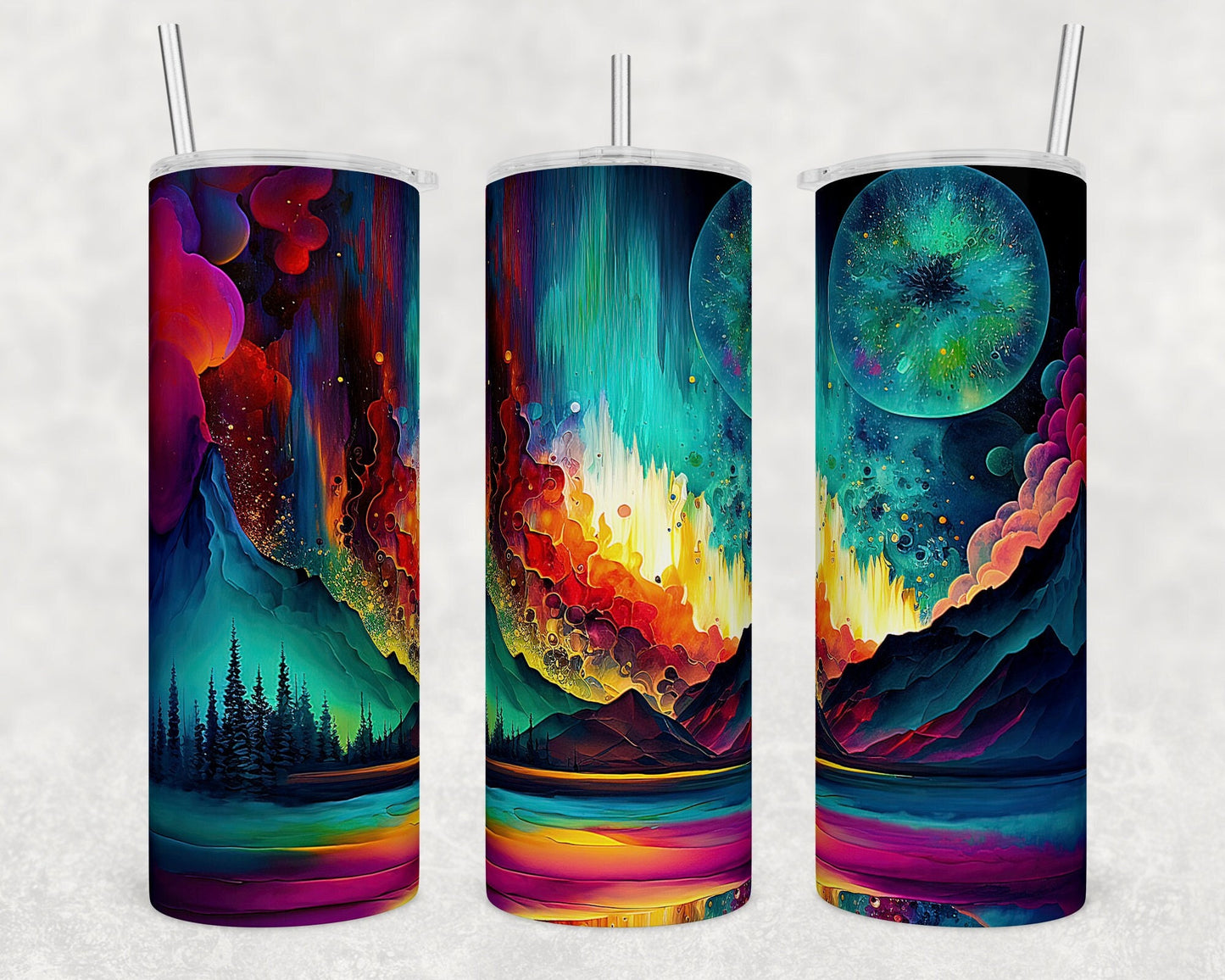 Tumbler | Mountain Northern lights Alcohol ink| Hot Mess| Sarcasm | MOM | Gift | BFF | funny| Beautiful colors