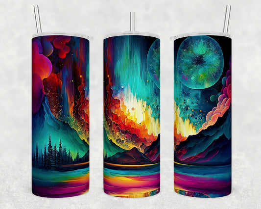 Tumbler | Mountain Northern lights Alcohol ink| Hot Mess| Sarcasm | MOM | Gift | BFF | funny| Beautiful colors
