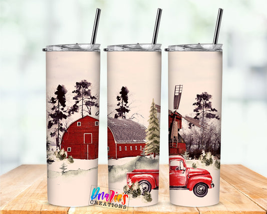 Tumbler | Winter Red| Christmas |simple Farm life | Gift | OSFA |Great Gift- Ladies-Cows| Men