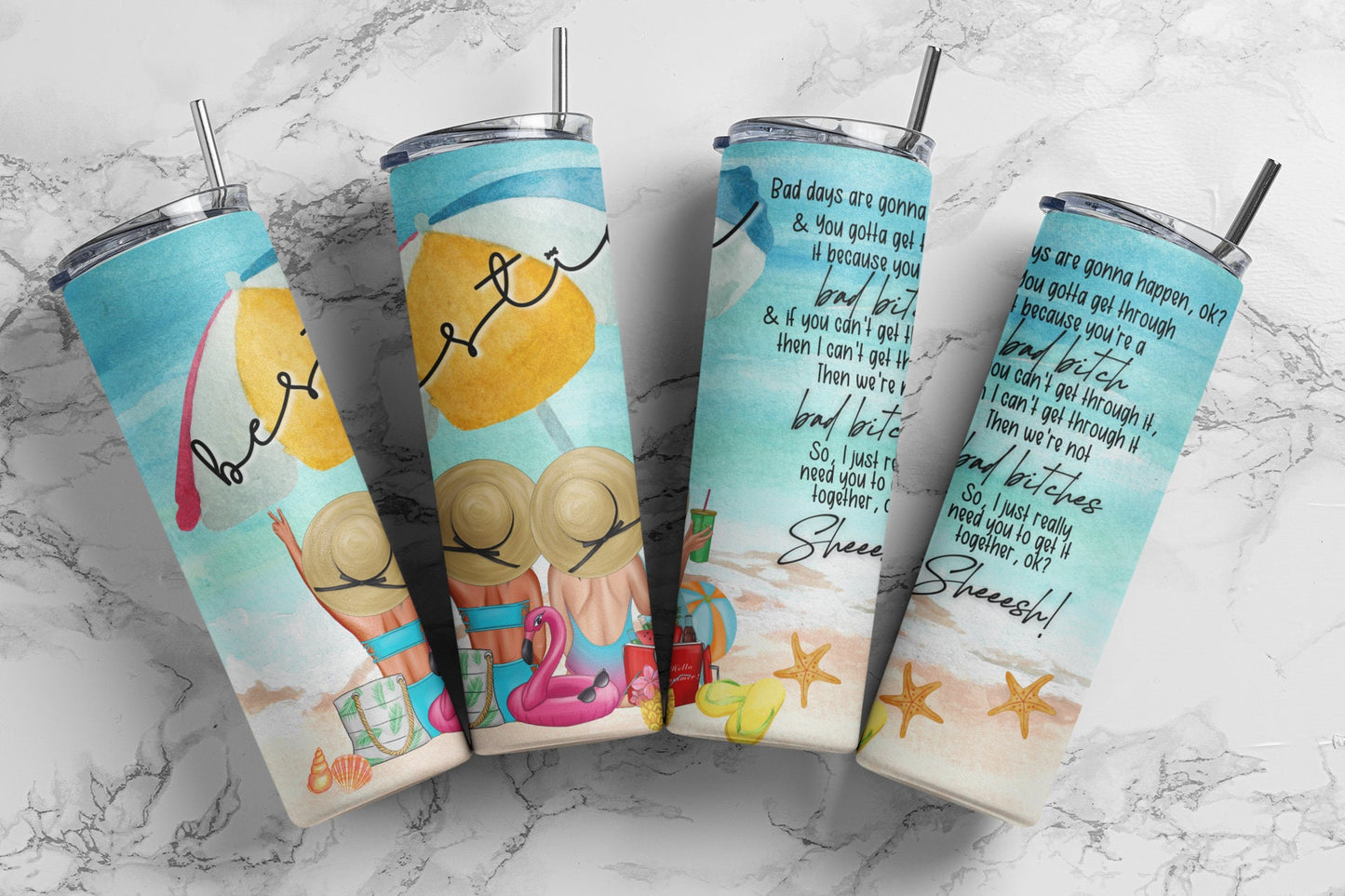 Tumbler |Bad days are gonna happen-you gotta get through it because you're a bad bitch|  |Bestie | Gift | BFF| funny| Bestiebeach1ETSY