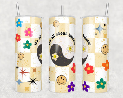 Tumbler | It's all about balance| Hot Mess| Sarcasm | MOM | Gift | BFF | funny| Beautiful colors