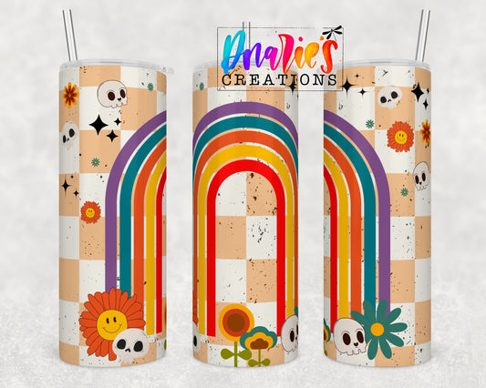 Tumbler | Rainbows and flowers with skulls || Gift | BFF| funny| blankrainbowETSY