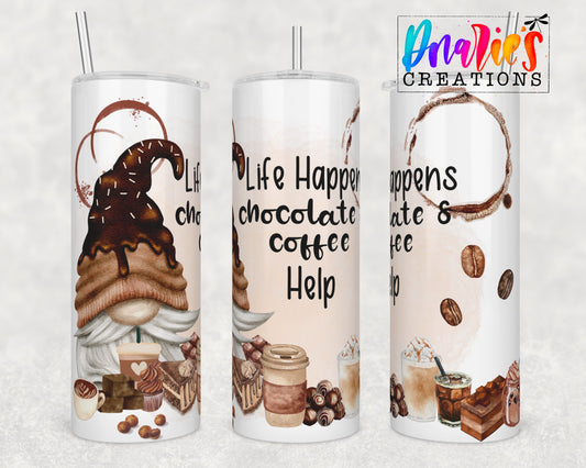 Tumbler |Life Happens Chocolate and Coffee helps | Gift | BFF| funny| ladies trip |choctumbler2ETSY