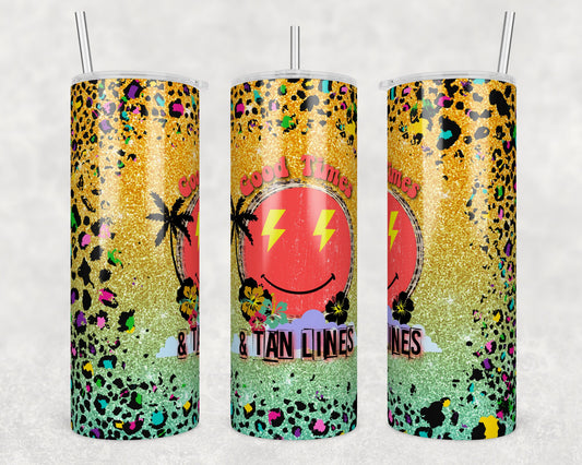 Tumbler | Good times and tan lines  | my happy place |HOT mom summer | Sarcasm | beach| ocean | Gift | BFF | Profanity| funny|