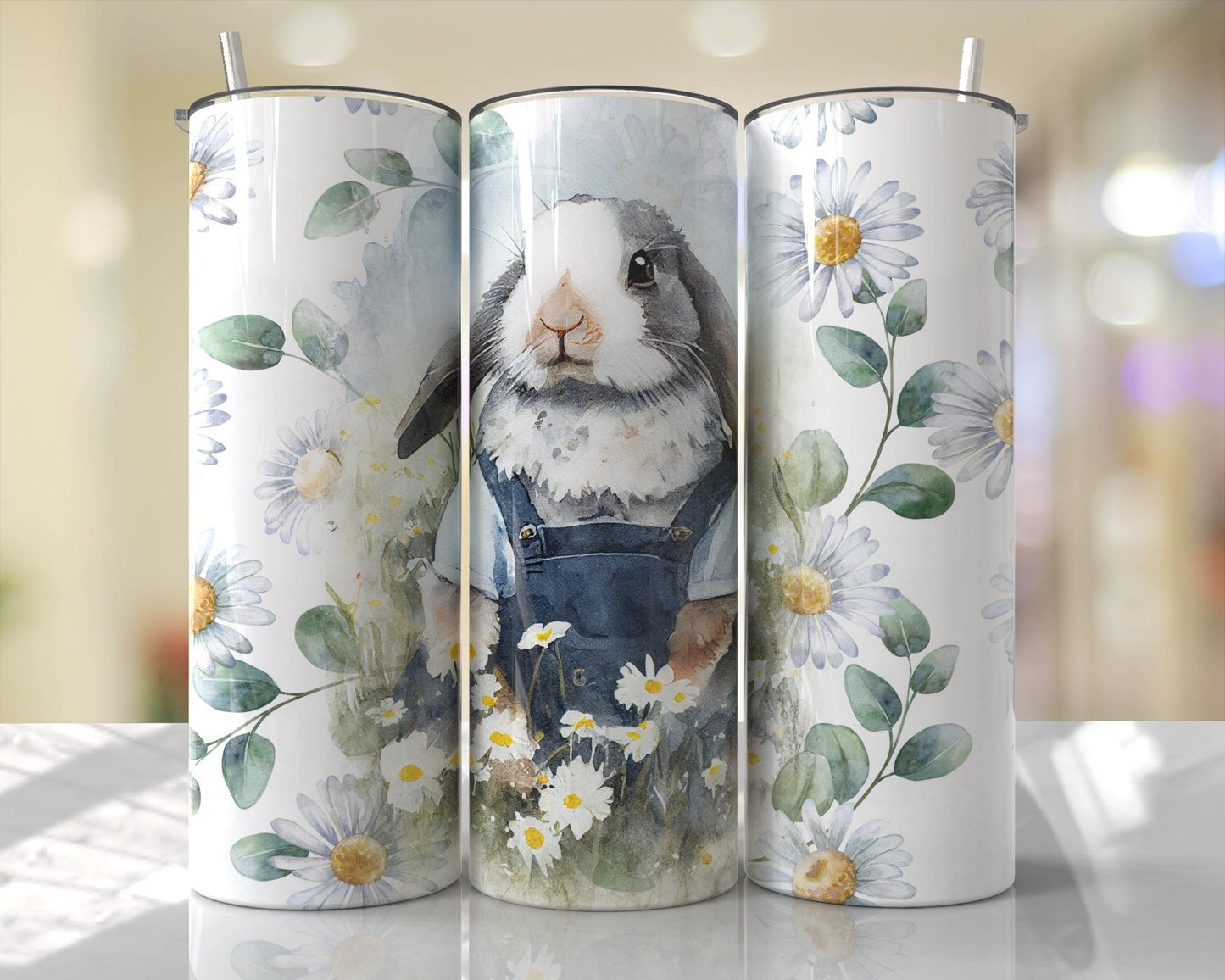 Tumbler | Cute Bunny in overalls  | animal print  | Gift | Sarcasm| OSFA |Great Gift-