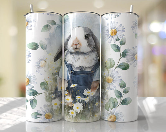 Tumbler | Cute Bunny in overalls  | animal print  | Gift | Sarcasm| OSFA |Great Gift-