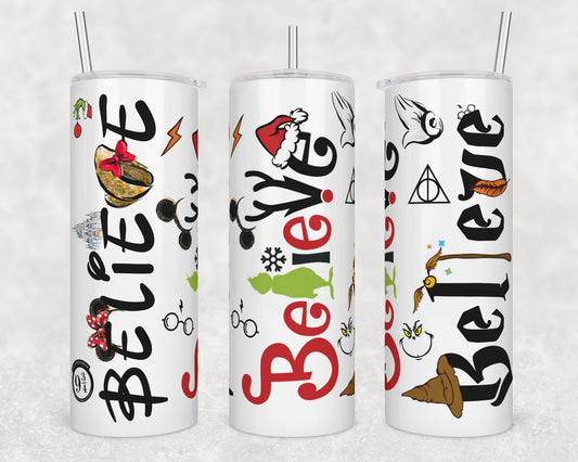 Tumbler | Believe | magic | girls or boys | Gift | BFF | special someone Christmas naughty